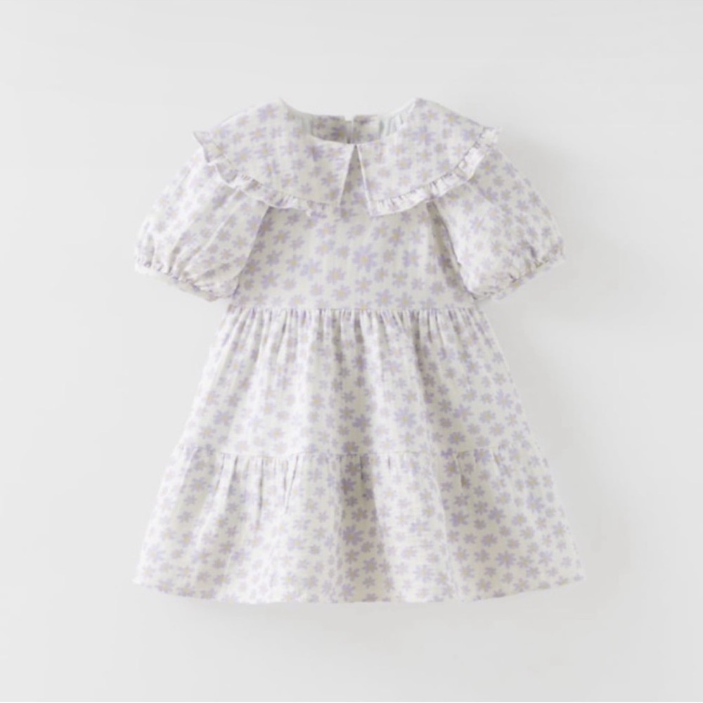 Zara Kids Daisy Dress in Lavender and White Size 2-3 Years